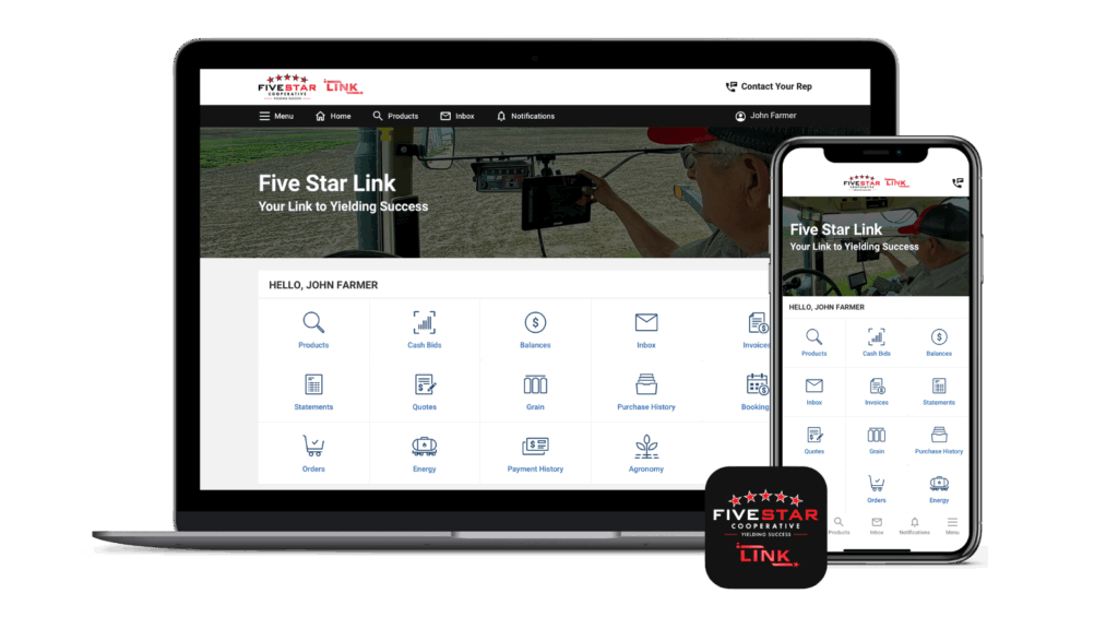Five Star Link mobile app and desktop view